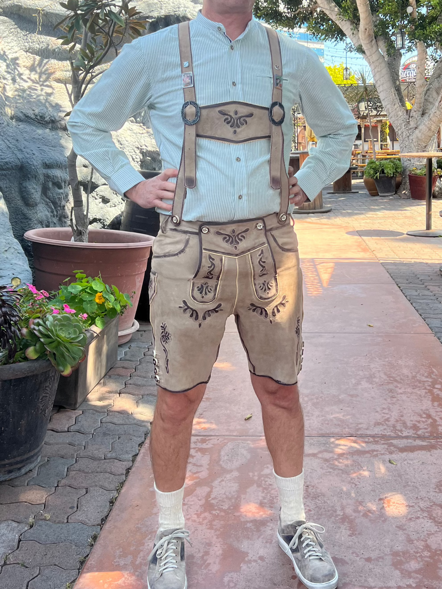 Men's Lederhosen "TradKraft" H-Straps tan (sizes 46-60)