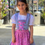 Isar Girls Dirndl "Liana" blue with purple apron 3pcs.