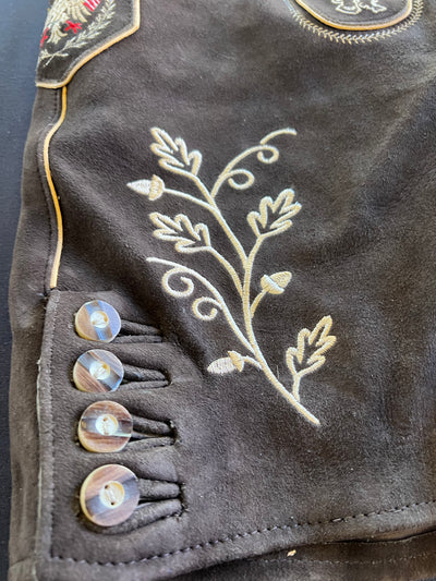 Men's Lederhosen "Vogtland3" H-Straps Dark Brown (in USA stock)