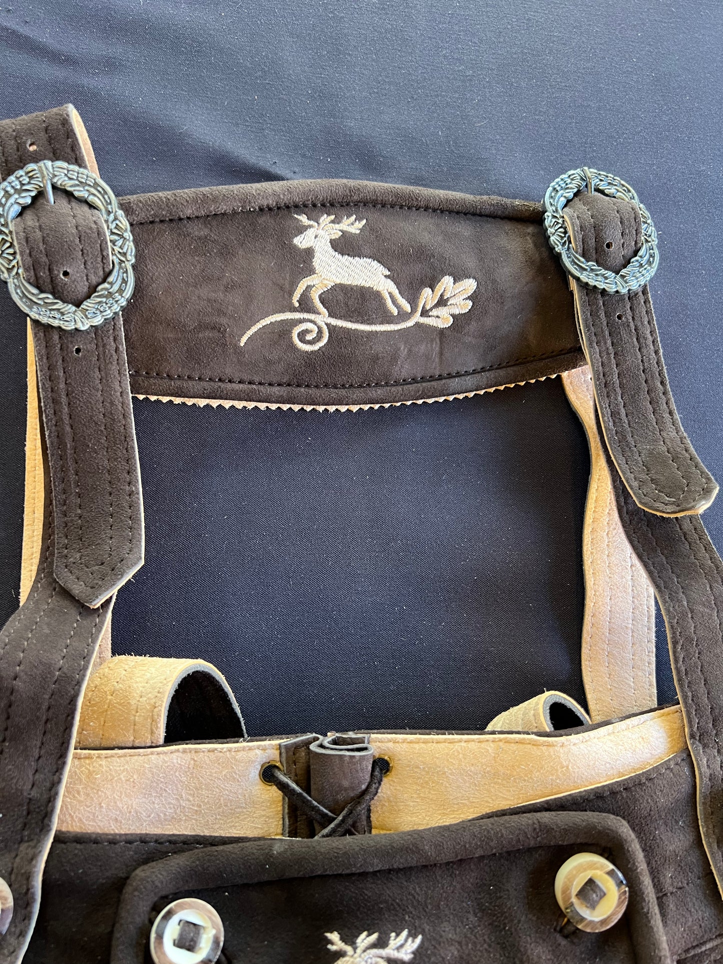 Men's Lederhosen "Vogtland3" H-Straps Dark Brown (in USA stock)