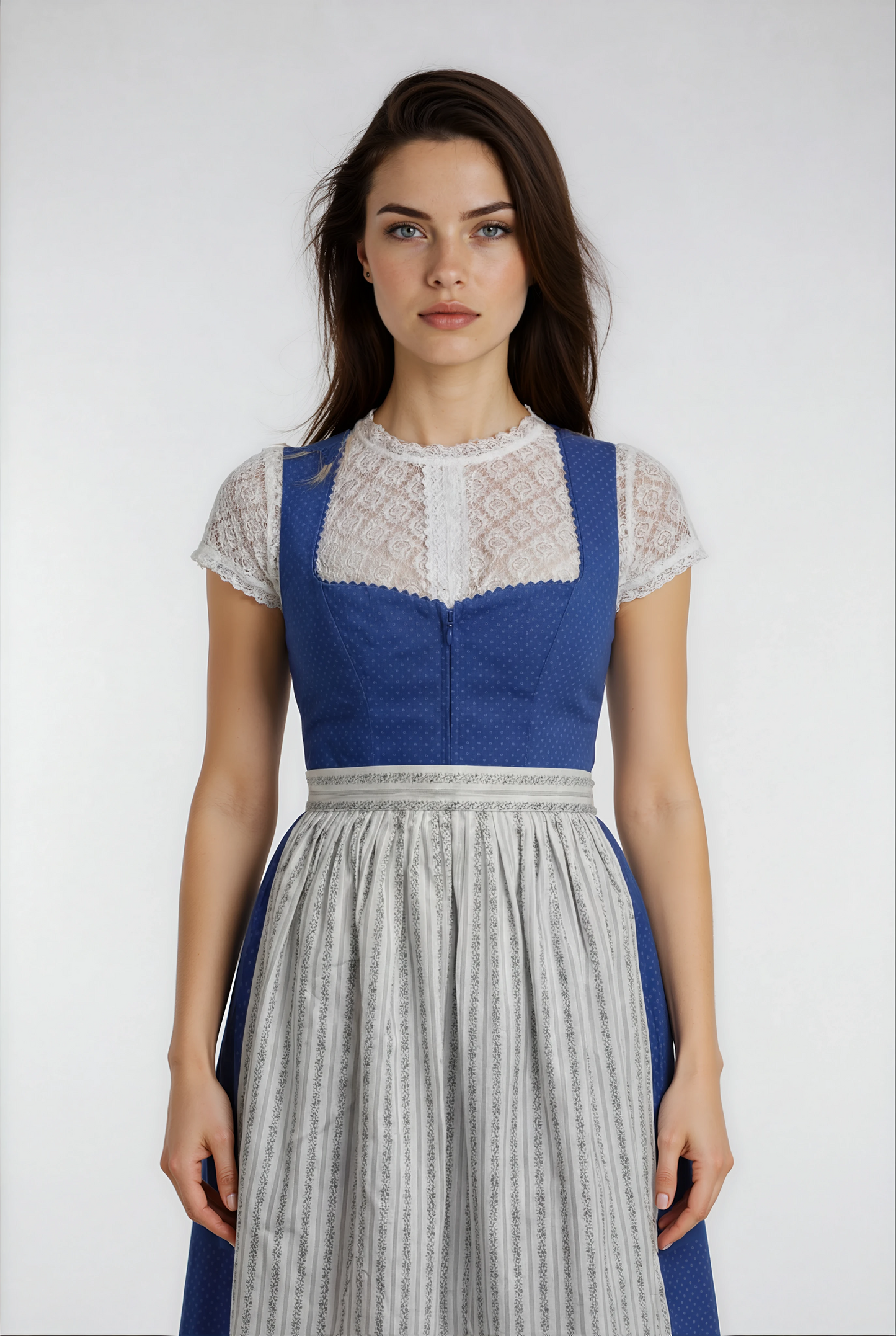 Berwin Midi Dirndl 2pcs. 60cm "Clara" blue/white