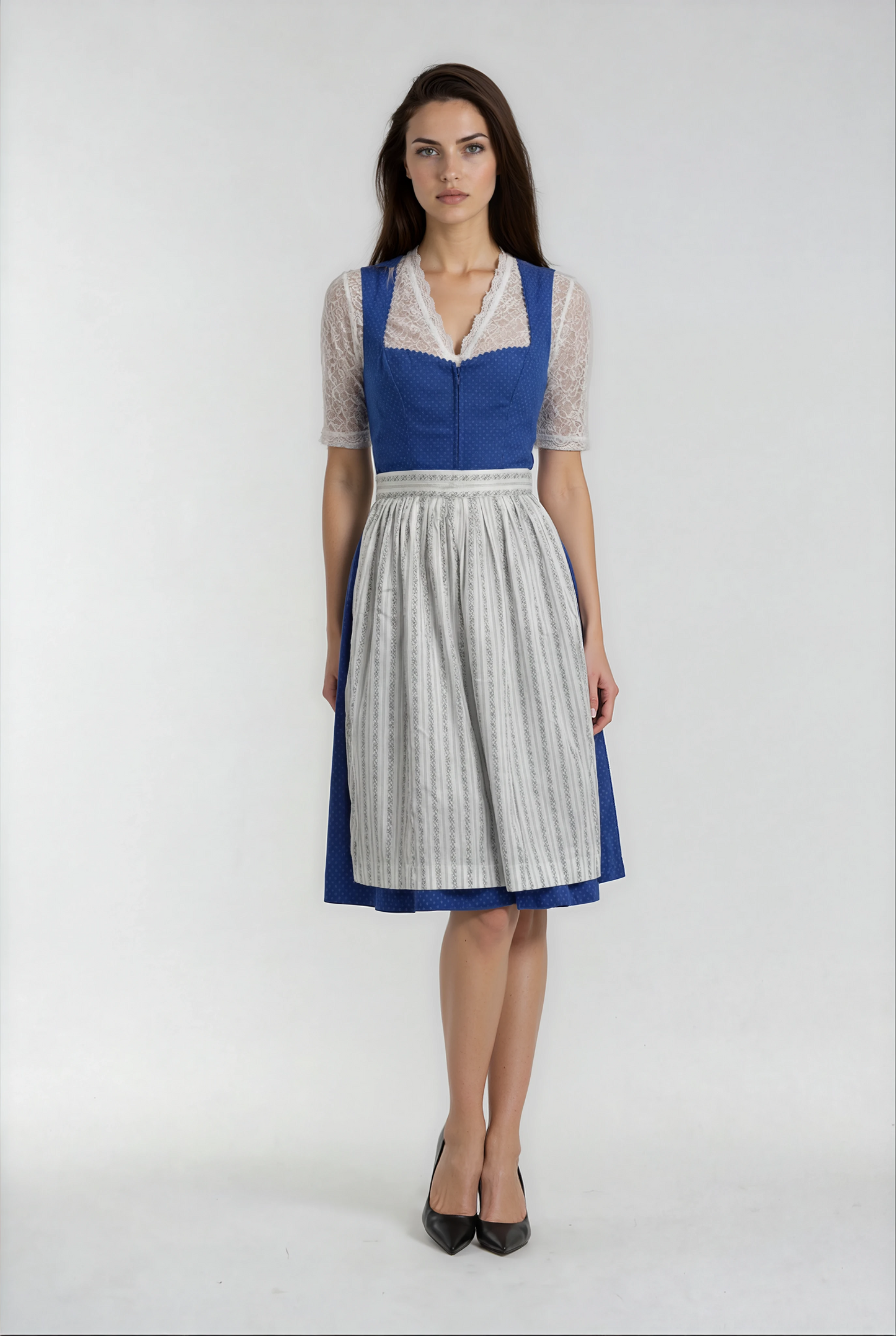 Berwin Midi Dirndl 2pcs. 60cm "Clara" blue/white