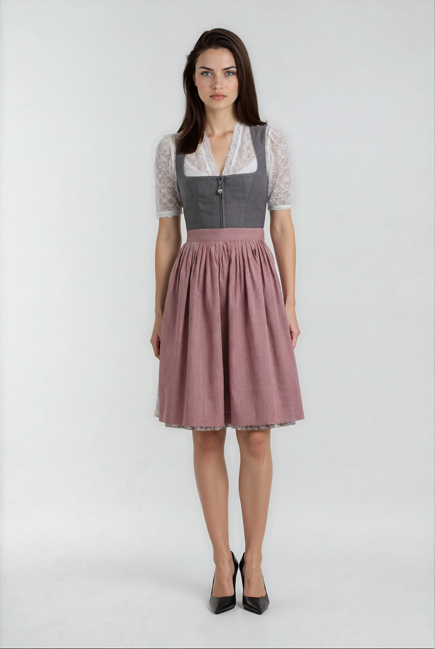 Berwin Midi Dirndl 2pcs. 60cm "Sara" grey