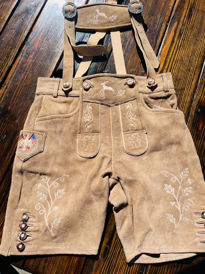 Men's Lederhosen "Vogtland3" H-Straps Light Brown (in USA stock)