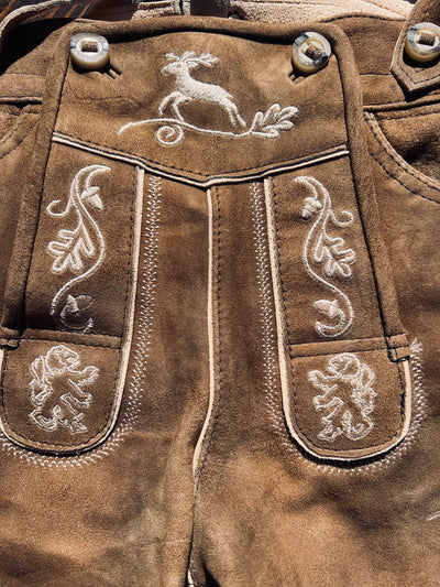 Men's Lederhosen "Vogtland3" H-Straps Brown (in USA stock)