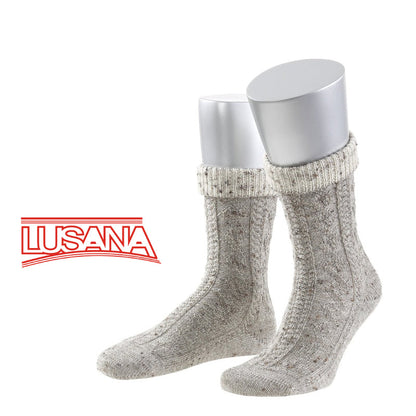 Traditional Costume - Men's 2-color turn-up socks "Kurt" beige Size 9 (closeout)