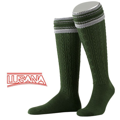 Lusana Traditional  - Men's Knee-high hand-knit Fir/Grey (size 9 & 10) closeout