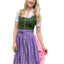 Moser Long Dirndl 70cm Green/ Pink with Flowered Apron (size 52)