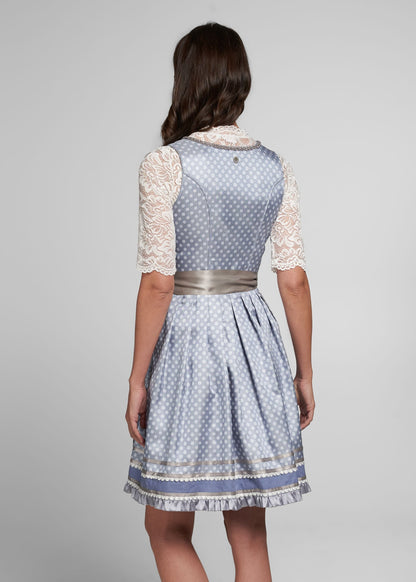 Spieth & Wensky Midi Dirndl "Amazona" 60cm, blue/grey (sizes 34)