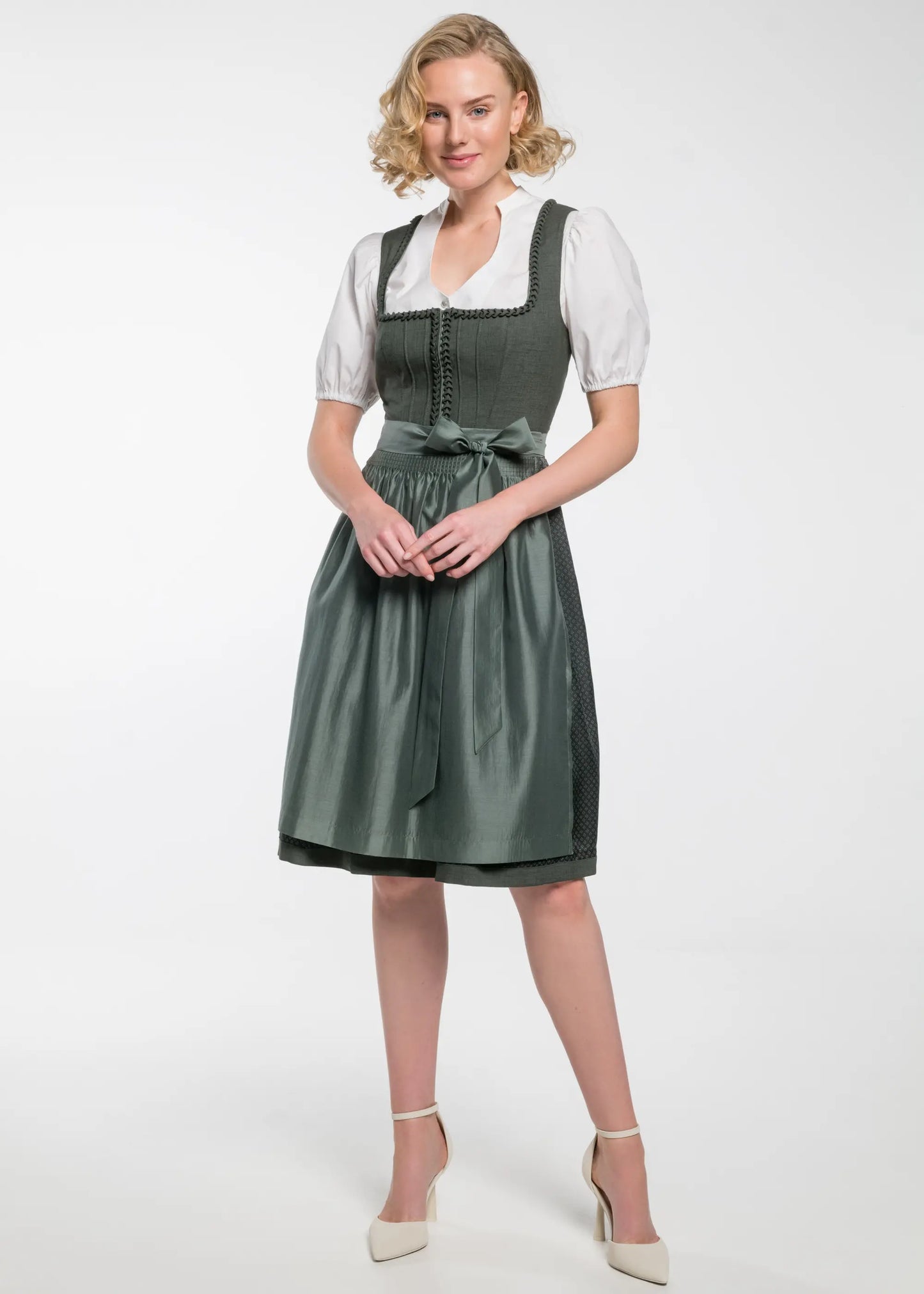 Spieth & Wensky Midi Dirndl 2pcs. 60cm "Element" olive (38,40,42)