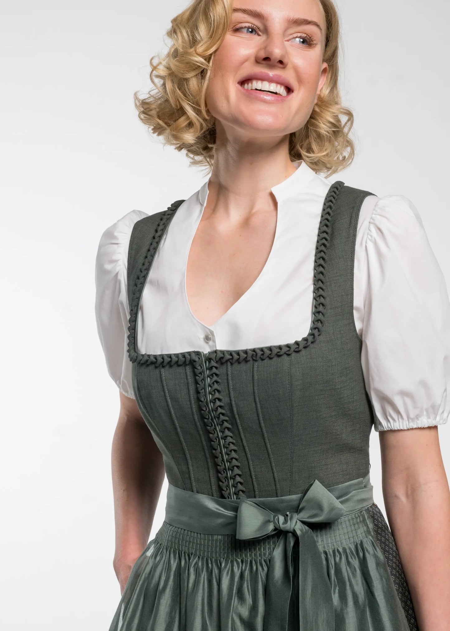 Spieth & Wensky Midi Dirndl 2pcs. 60cm "Element" olive (38,40,42)