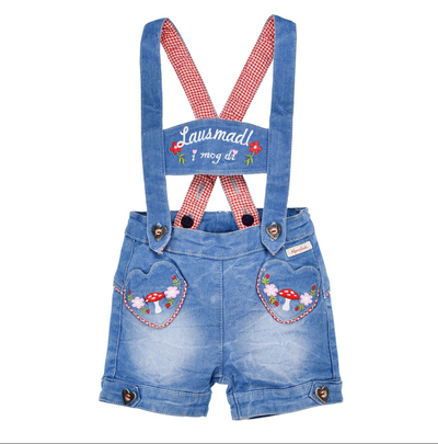 Girls Trachten Bib Shorts 'Lausmadl' Denim (closeout)