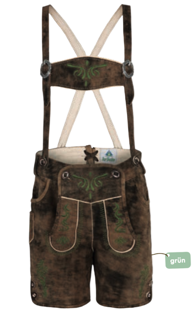 Isra Boys Lederhosen Brown/ with green & Suspenders