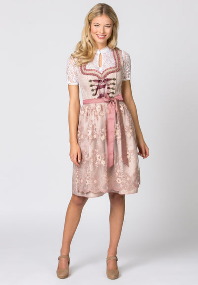 Stockerpoint Midi Dirndl 2pcs. 60cm Dirndl Alena Dusky Pink Size (30)