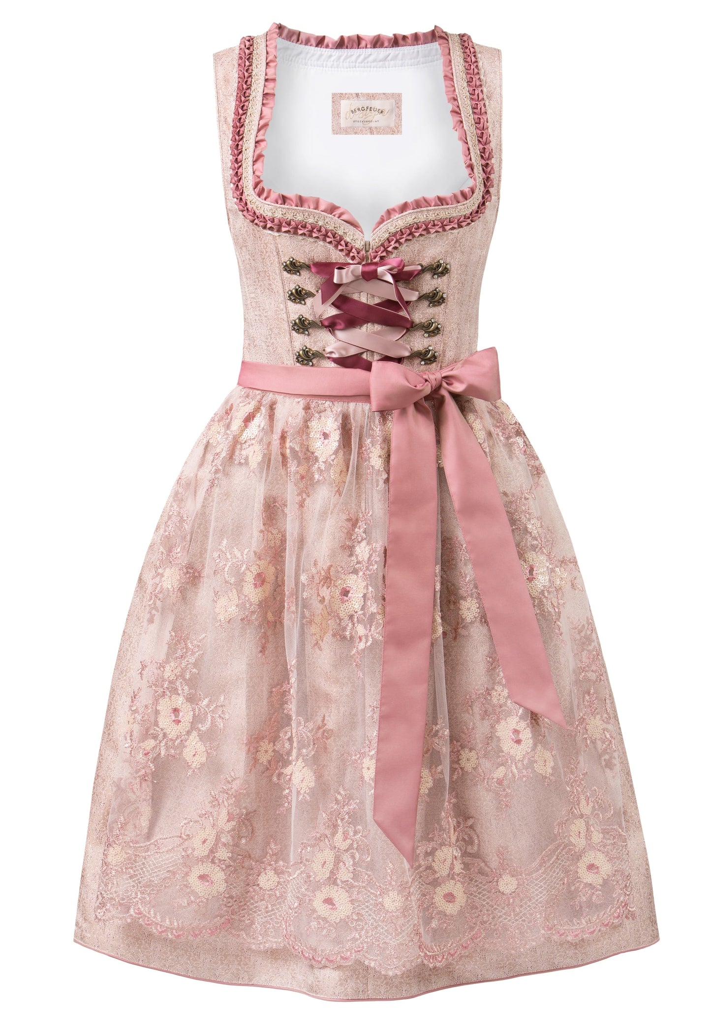 Stockerpoint Midi Dirndl 2pcs. 60cm Dirndl Alena Dusky Pink Size (30)