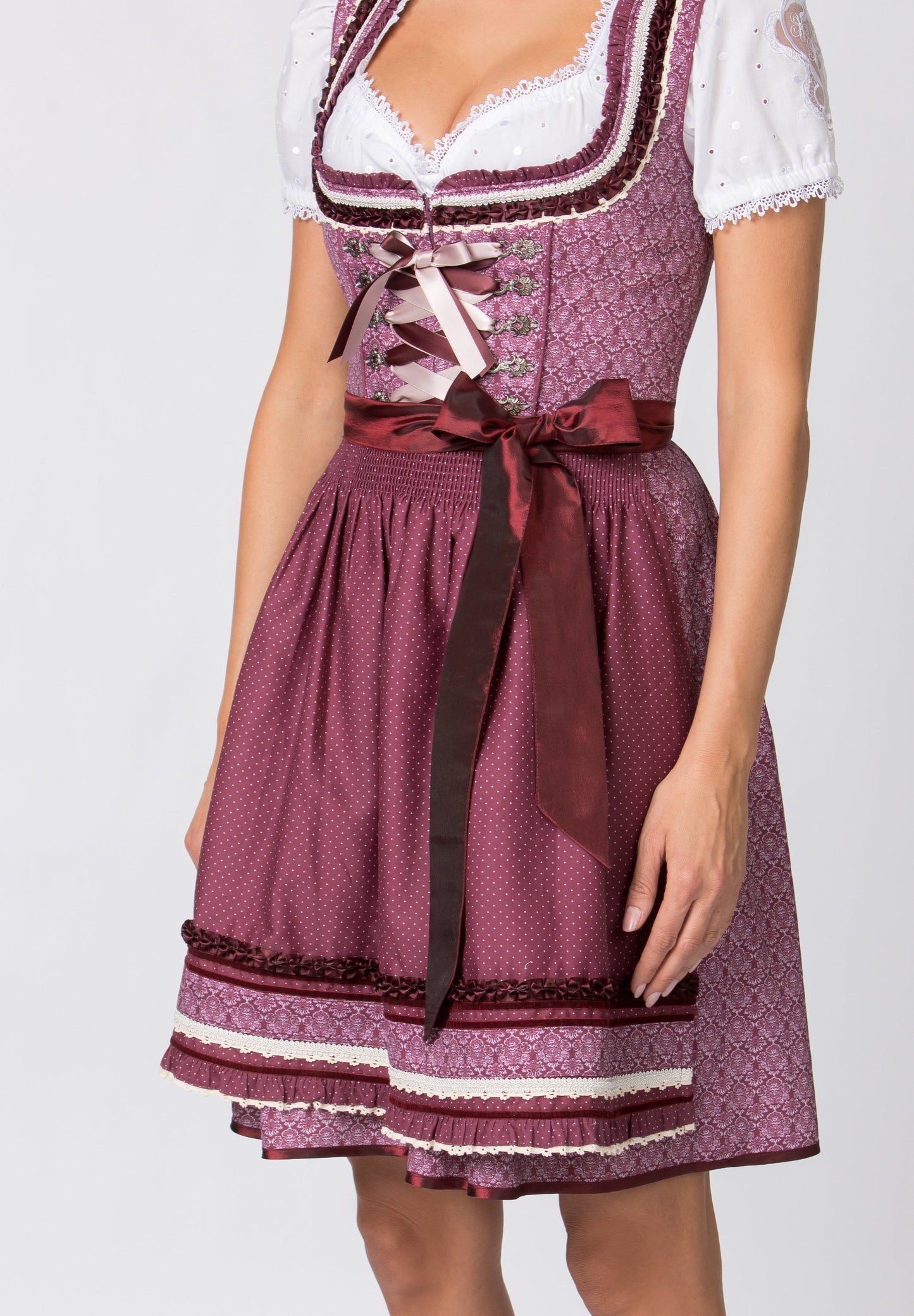 Stockerpoint Mini Dirndl 2pcs. 55cm "Angelica" Bordeaux (34) closeout
