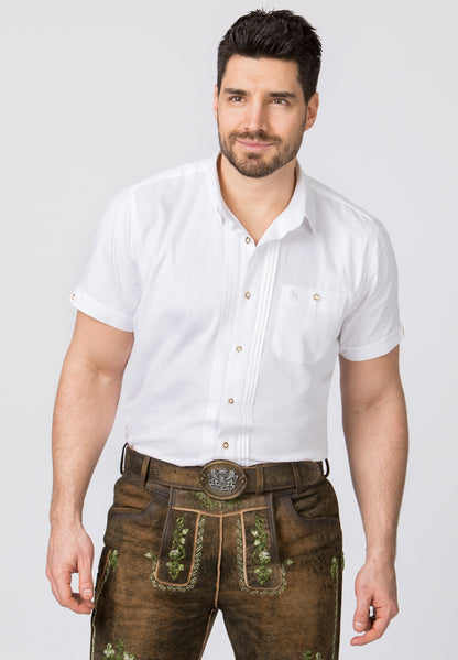 Stockerpoint Mens Traditional Bodo White Short Sleeve Shirt (XL)