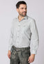 Man wearing Stockerpoint Traditional Campos3 "Sage" long sleeve shirt with retro design and horn buttons.