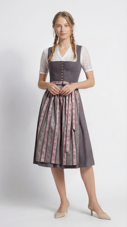 Berwin Midi Dirndl 2pcs. 65cm "Vivi" anthracite (size 38)