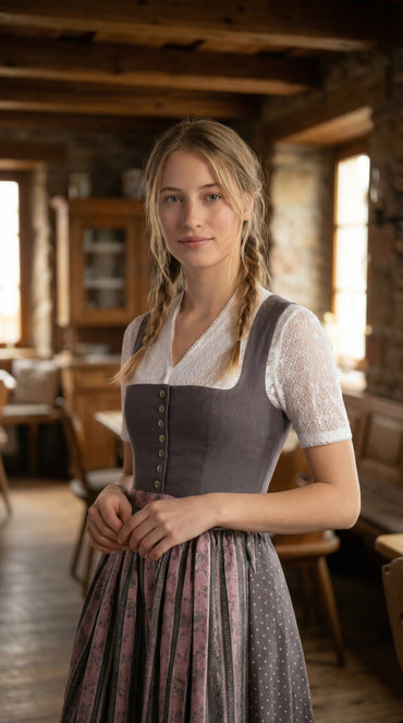 Berwin Midi Dirndl 2pcs. 65cm "Vivi" anthracite (size 38)