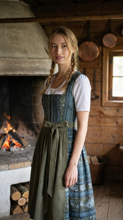 Berwin Long Dirndl 2pcs. 75cm "Sarah" olive