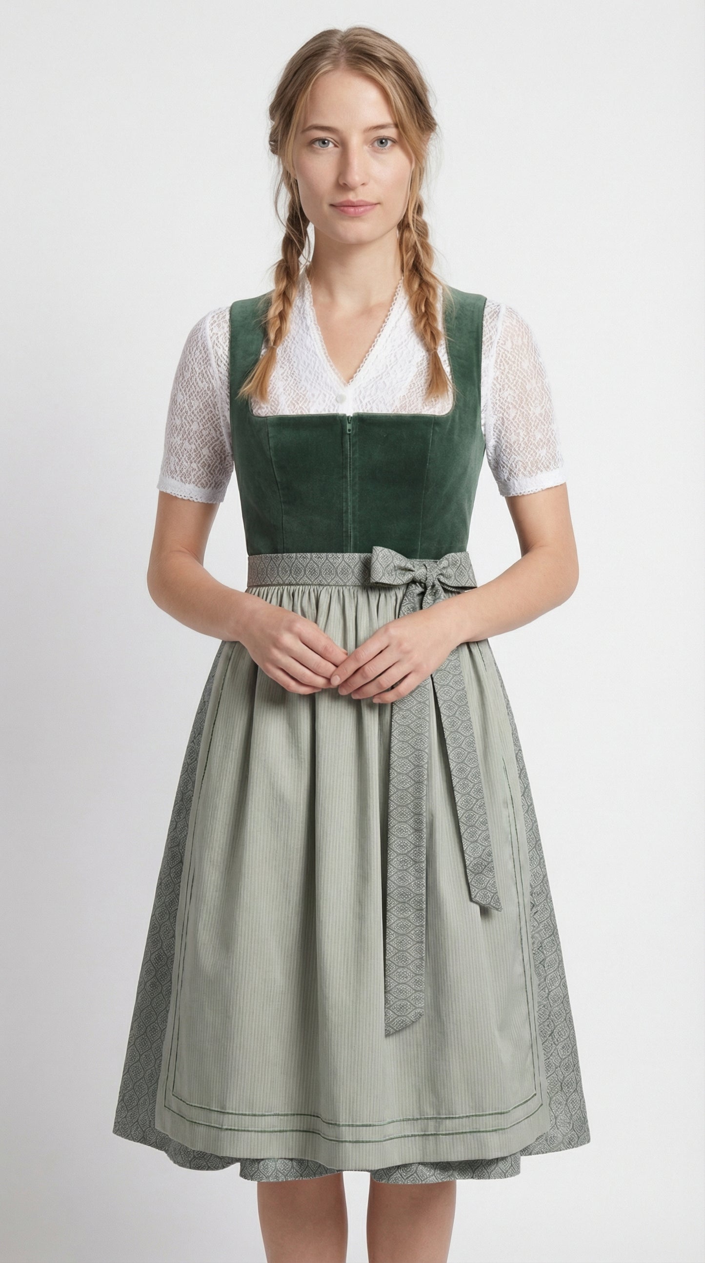 Berwin Long Dirndl 2pcs. 75cm "Janet" green (low stock)