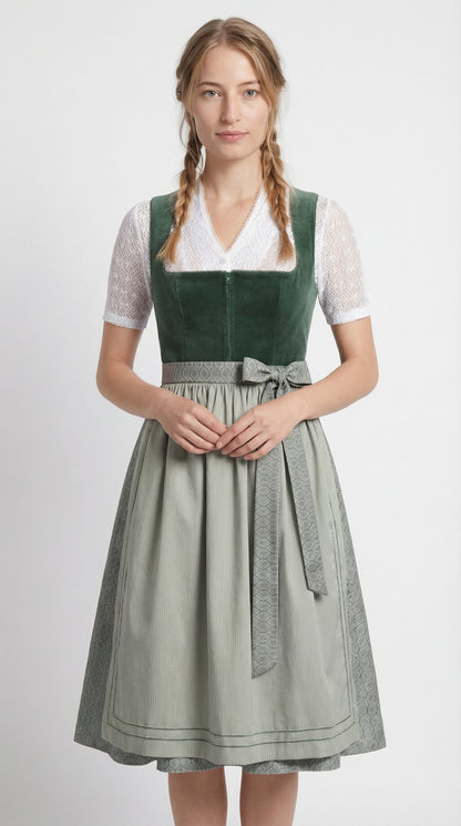 Berwin Long Dirndl 2pcs. 75cm "Janet" green (low stock)