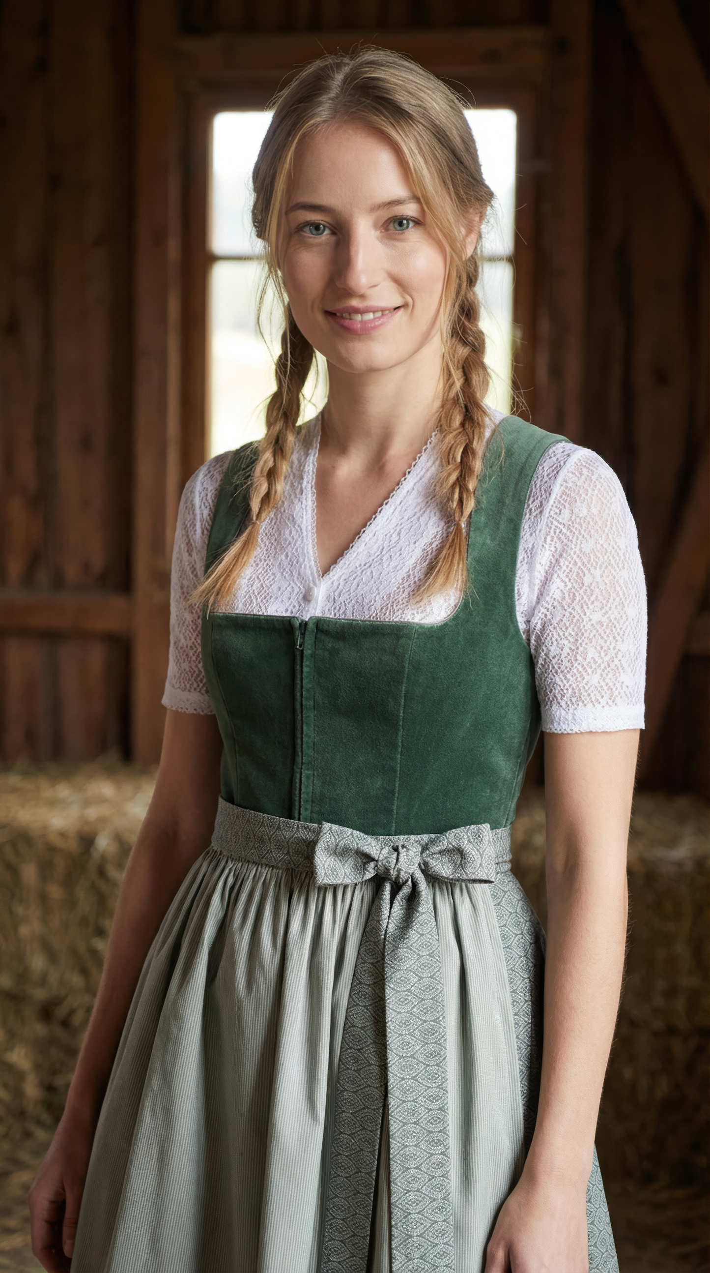 Berwin Long Dirndl 2pcs. 75cm "Janet" green (low stock)