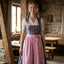 Berwin Long Dirndl 2pcs. 70cm "Daisy" rose/blue