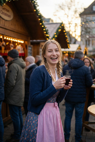 Berwin Long Dirndl 2pcs. 70cm "Daisy" rose/blue