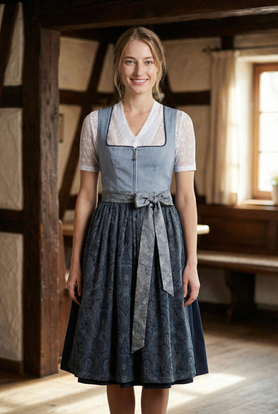 Berwin Long Dirndl 2pcs. 70cm "Lilli" blue