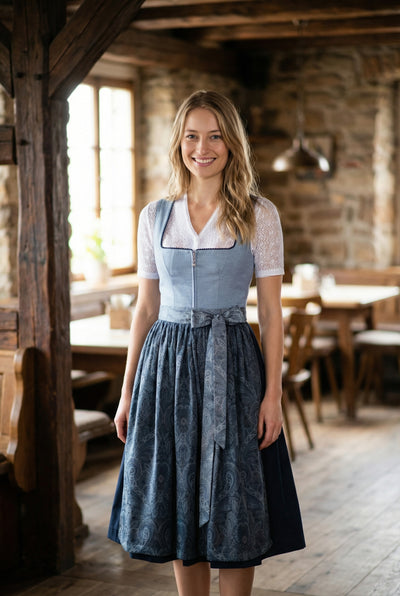 Berwin Long Dirndl 2pcs. 70cm "Lilli" blue