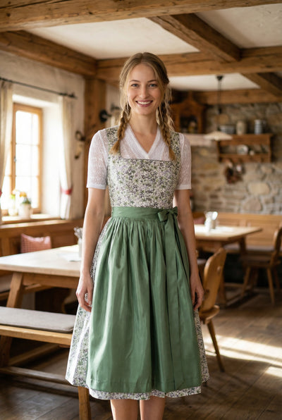 Berwin Long Dirndl 2pcs. 70cm "Anna" green (size 34,36,38)
