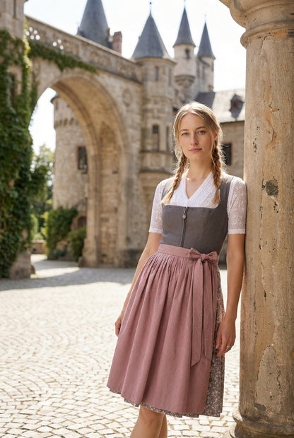 Berwin Midi Dirndl 2pcs. 60cm "Sara" grey