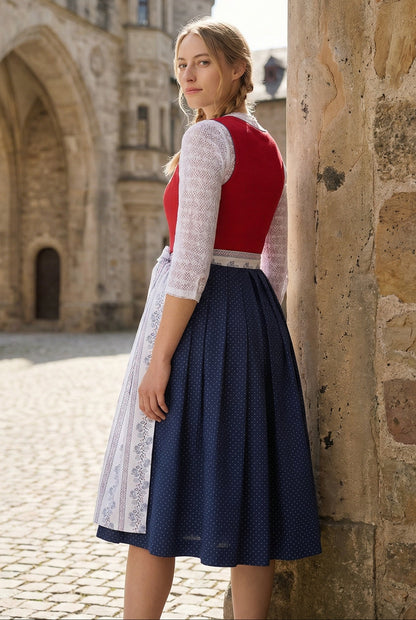 Berwin Long Dirndl 2pcs. 75cm "Alma" red