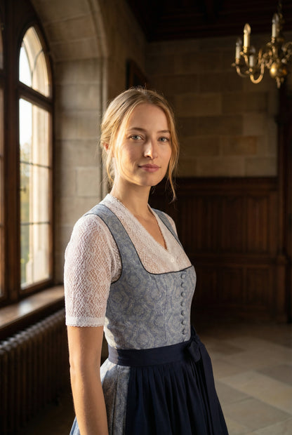 Berwin Long Dirndl 2pcs. 75cm "Christa" blue