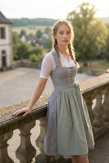 Berwin Long Dirndl 2pcs. 75cm "Christa" grey