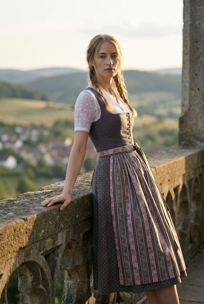 Berwin Midi Dirndl 2pcs. 65cm "Vivi" anthracite (size 38)