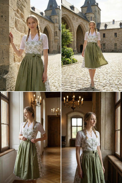 Berwin Long Dirndl 2pcs. 75cm "Petal" green