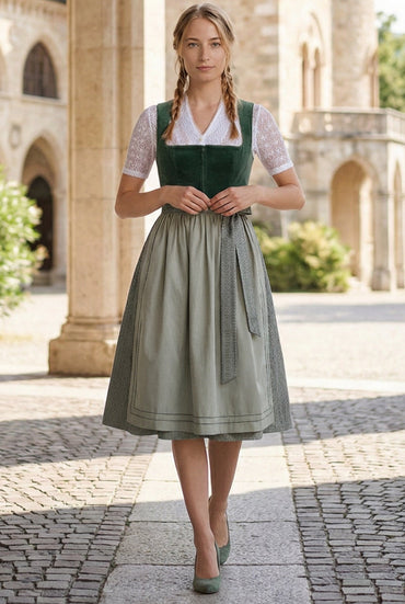Berwin Long Dirndl 2pcs. 75cm "Janet" green (low stock)