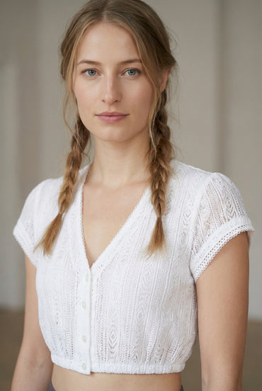 Berwin V-Neck Lace Dirndl Blouse "Greta" white