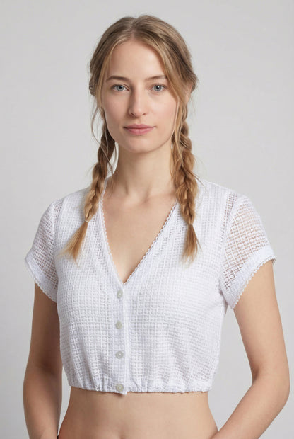 Berwin V-Neck Lace Dirndl Blouse "Maja" white (size 40 only)