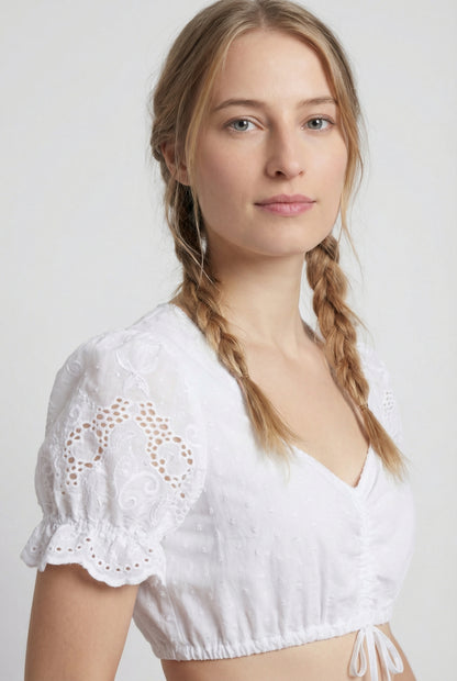 Berwin Dirndl Blouse w/Puff Sleeves "Jane" white