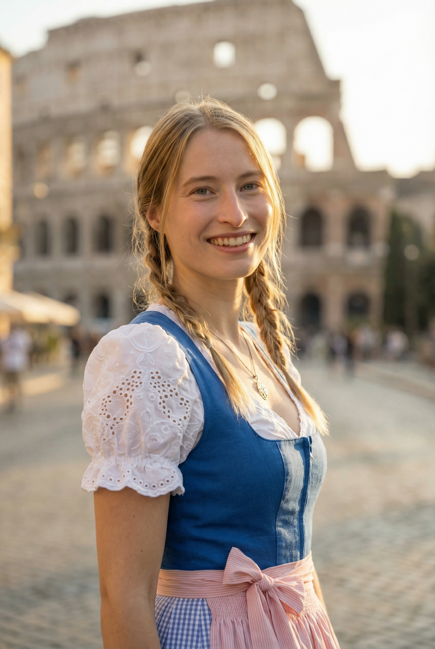 Midi Dirndl 2pcs. 50cm "Lyvia" blue (32-44)