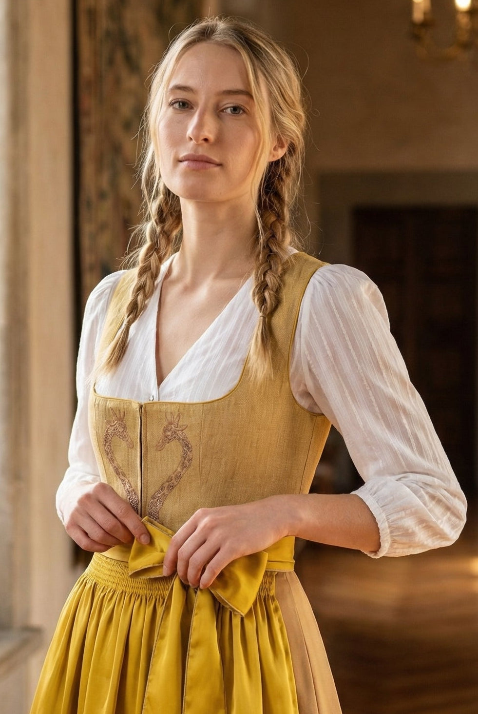 Kruger Midi Dirndl 2pcs. 60cm "Eland" yellow