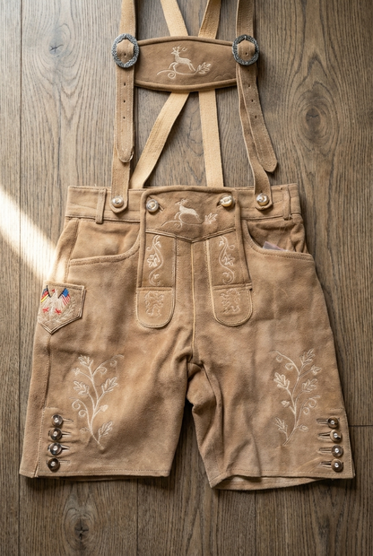 Men's Lederhosen "Vogtland3" H-Straps Light Brown