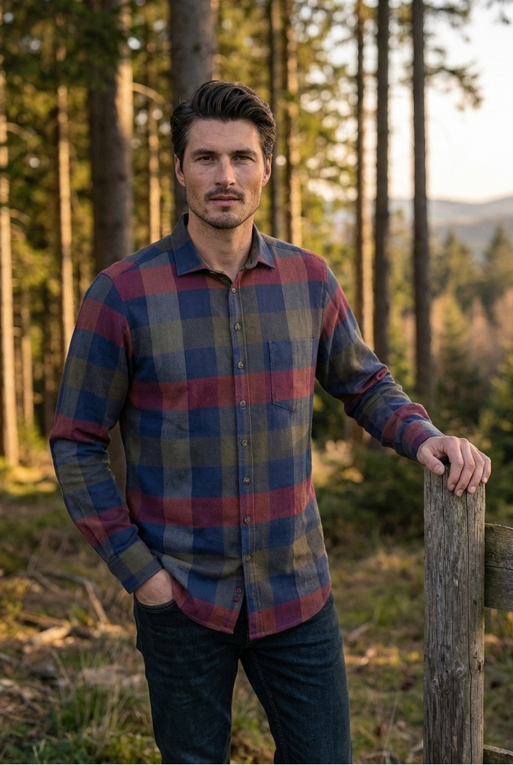 Tom Collins Flannel Hunter Slim Fit Shirt — Long Sleeve Block Check