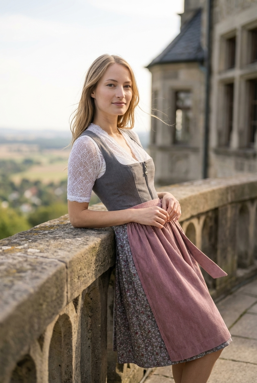 Berwin Midi Dirndl 2pcs. 60cm Sara grey