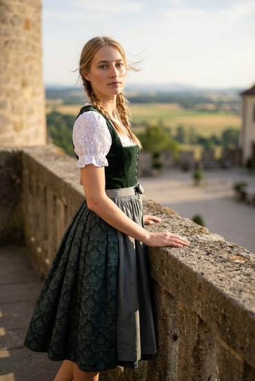 Berwin Velvet Dirndl 2pcs. 75cm "Grace" Green