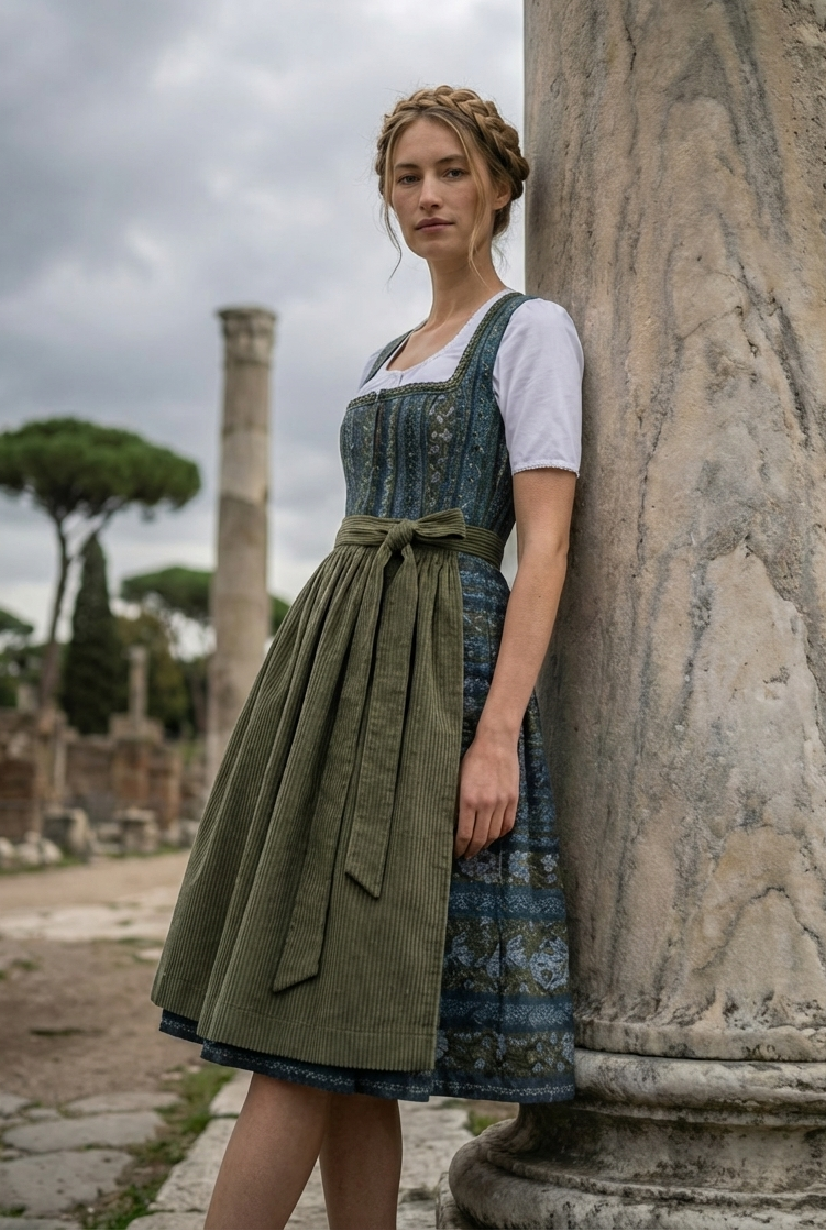 Berwin Long Dirndl 2pcs. 75cm "Sarah" olive